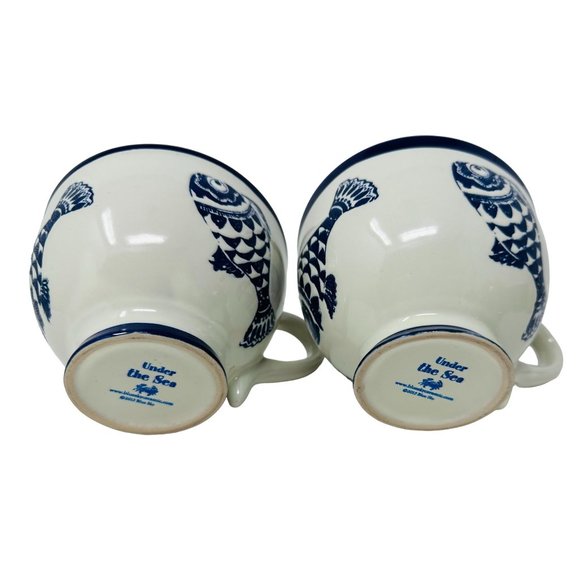 Blue Sky Ceramic Set of 2 Under the Sea Fish Coffee Tea Mug Cup - Picture 4 of 9